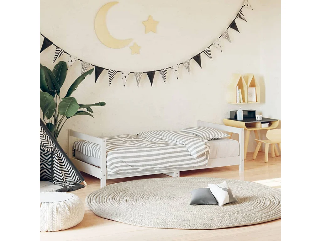 Kinderbett Weiß 80x160 cm Massivholz Kiefer