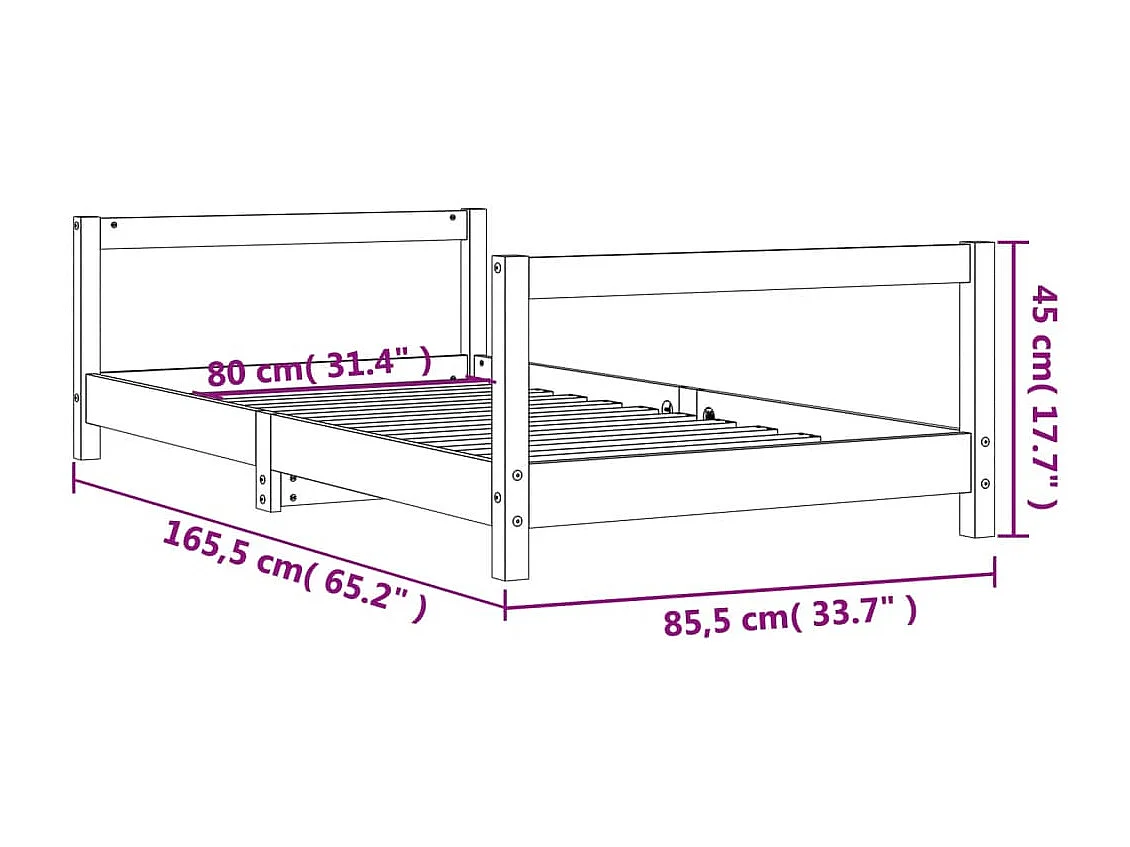 Kinderbett Weiß 80x160 cm Massivholz Kiefer