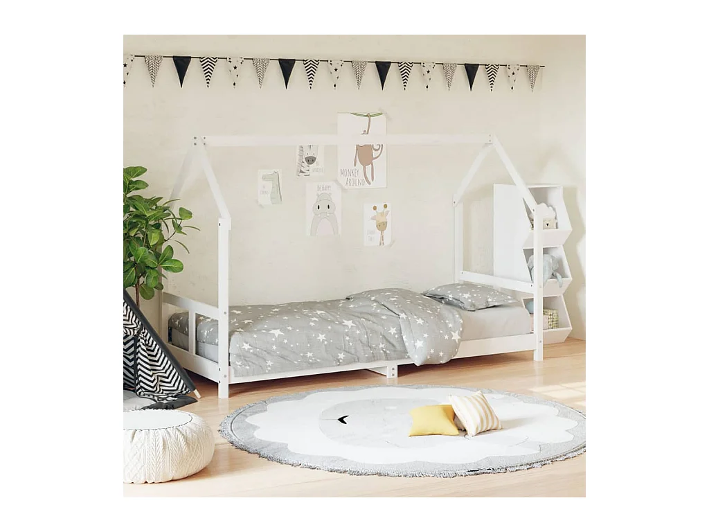Cadre de lit pour enfants blanc 80x200 cm bois de pin massif