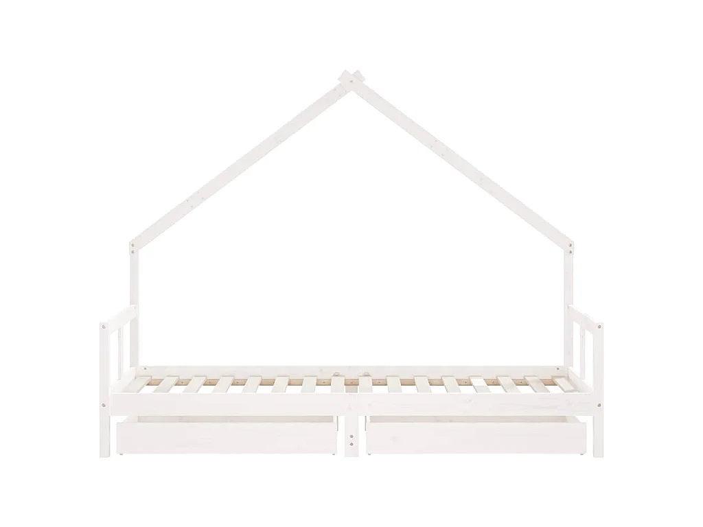 Giroletto Bambini con Cassetti Bianco 80x200cm Massello di Pino