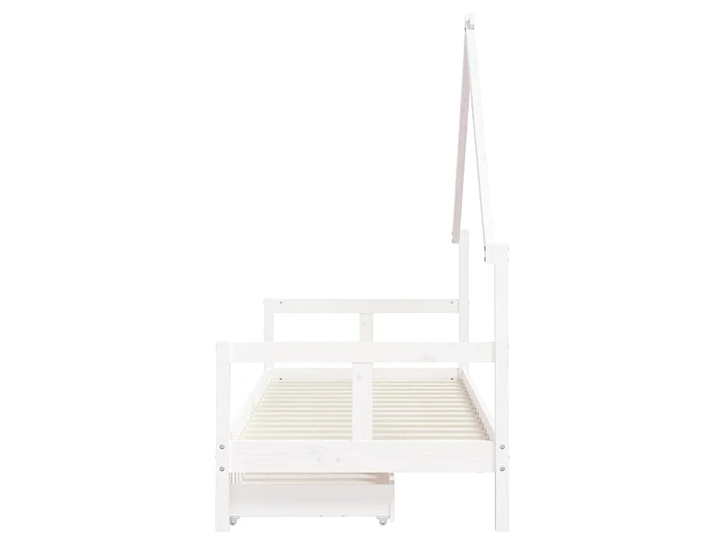 Giroletto Bambini con Cassetti Bianco 80x200cm Massello di Pino