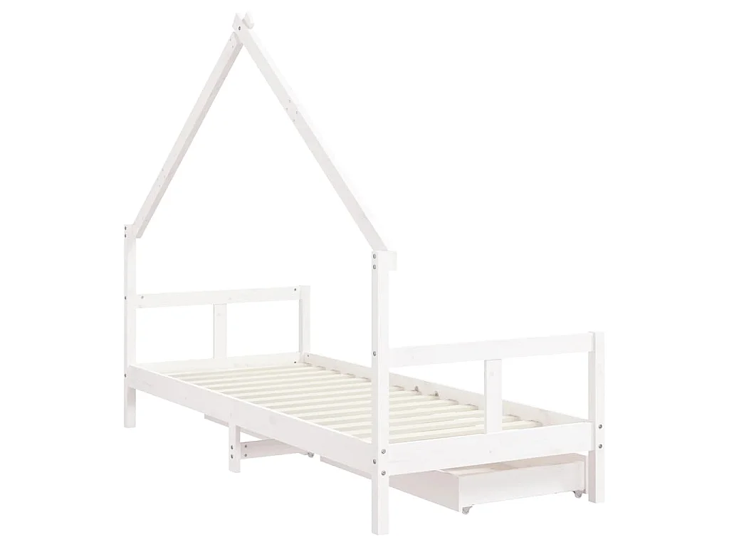 Giroletto Bambini con Cassetti Bianco 80x200cm Massello di Pino