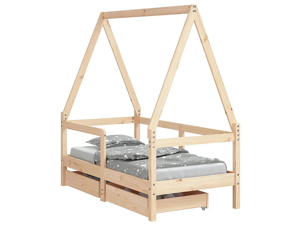 Giroletto Bambini con Cassetti 70x140 cm Legno Massello di Pino