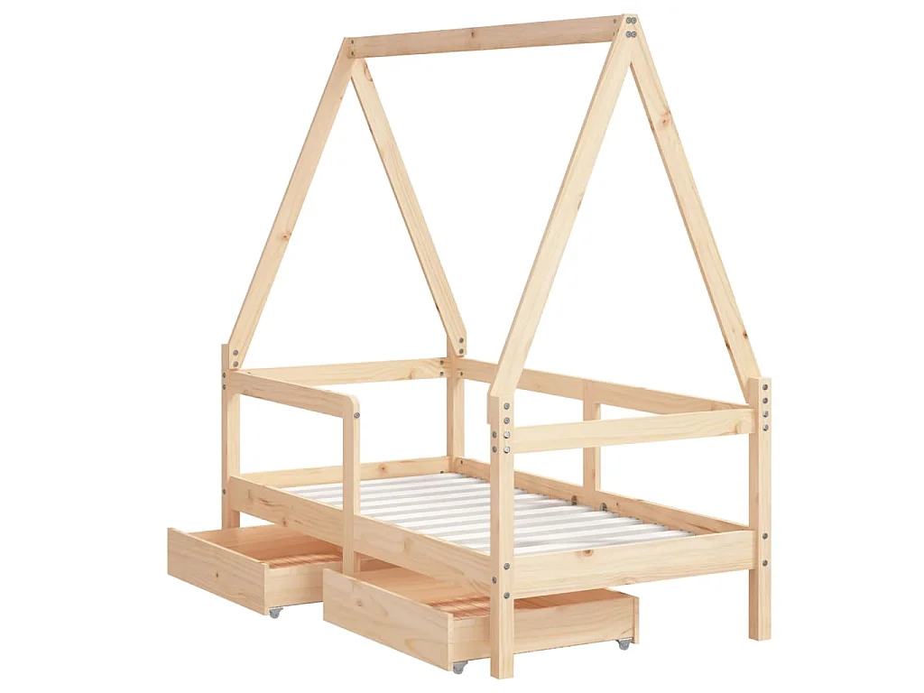 Giroletto Bambini con Cassetti 70x140 cm Legno Massello di Pino