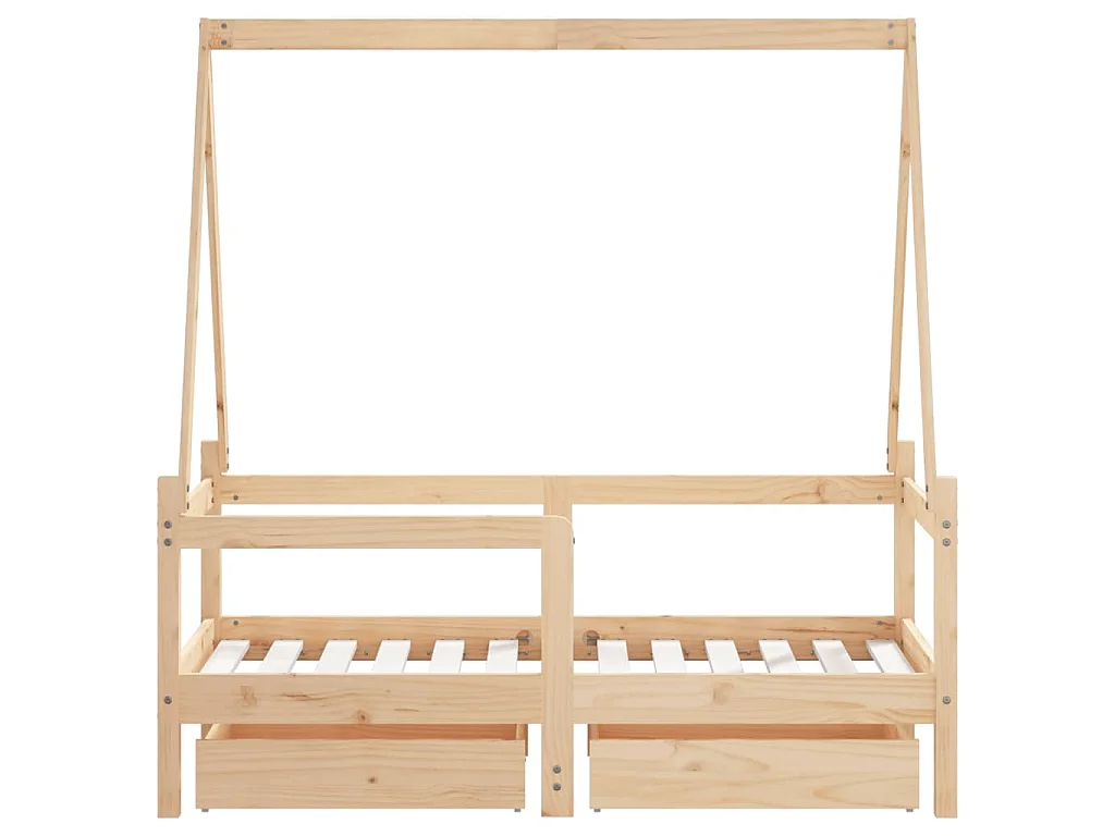 Giroletto Bambini con Cassetti 70x140 cm Legno Massello di Pino