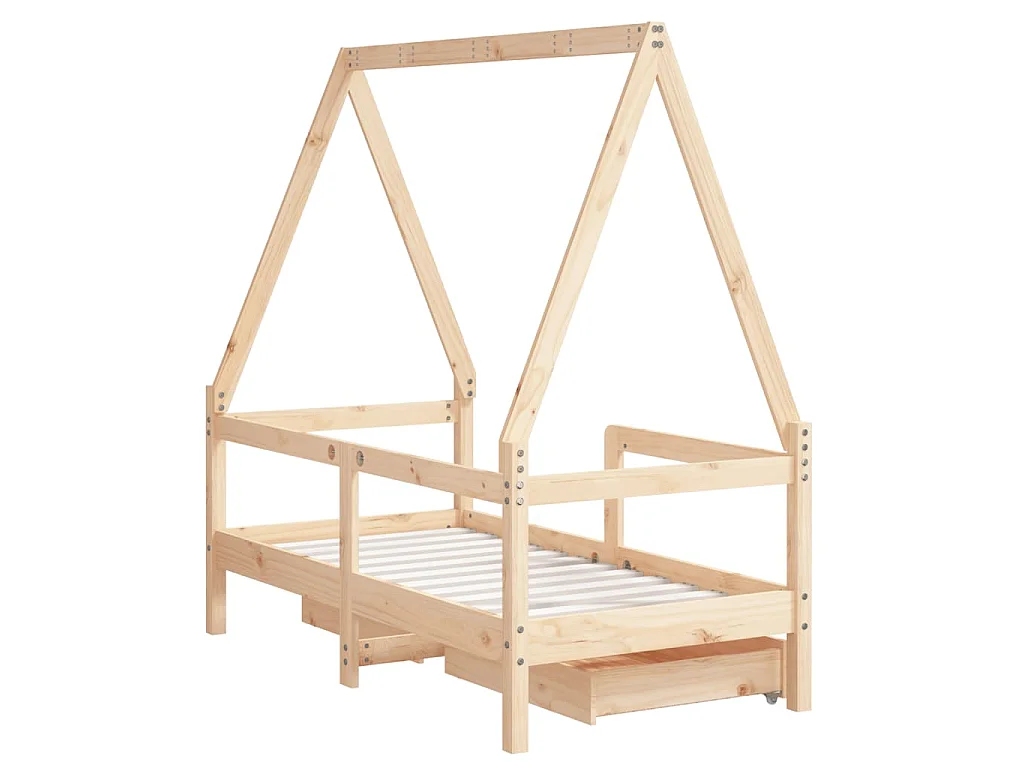 Giroletto Bambini con Cassetti 70x140 cm Legno Massello di Pino
