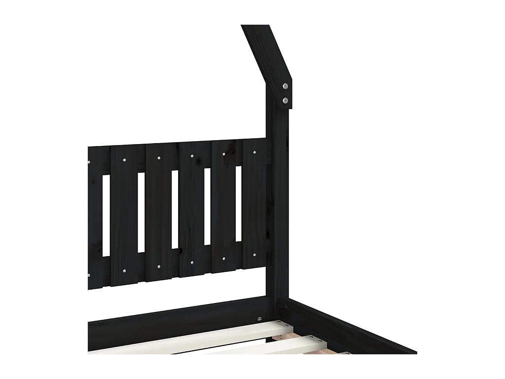 Kinderbett Schwarz 90x190 cm Massivholz Kiefer