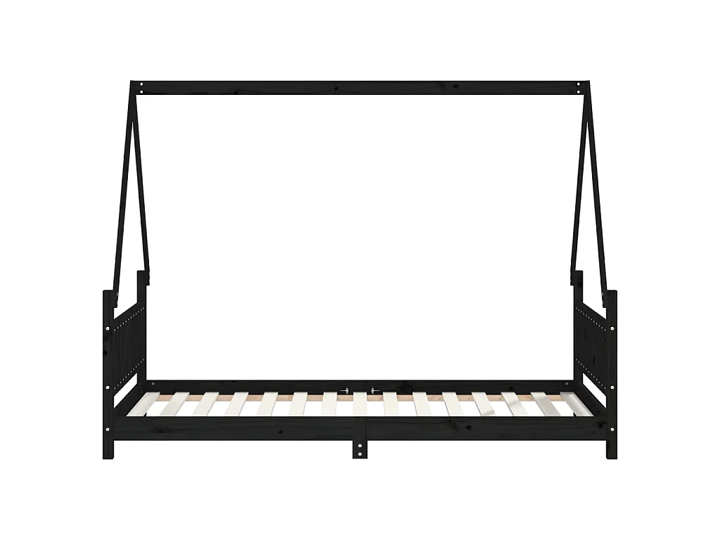 Cadre de lit pour enfants noir 90x190 cm bois de pin massif