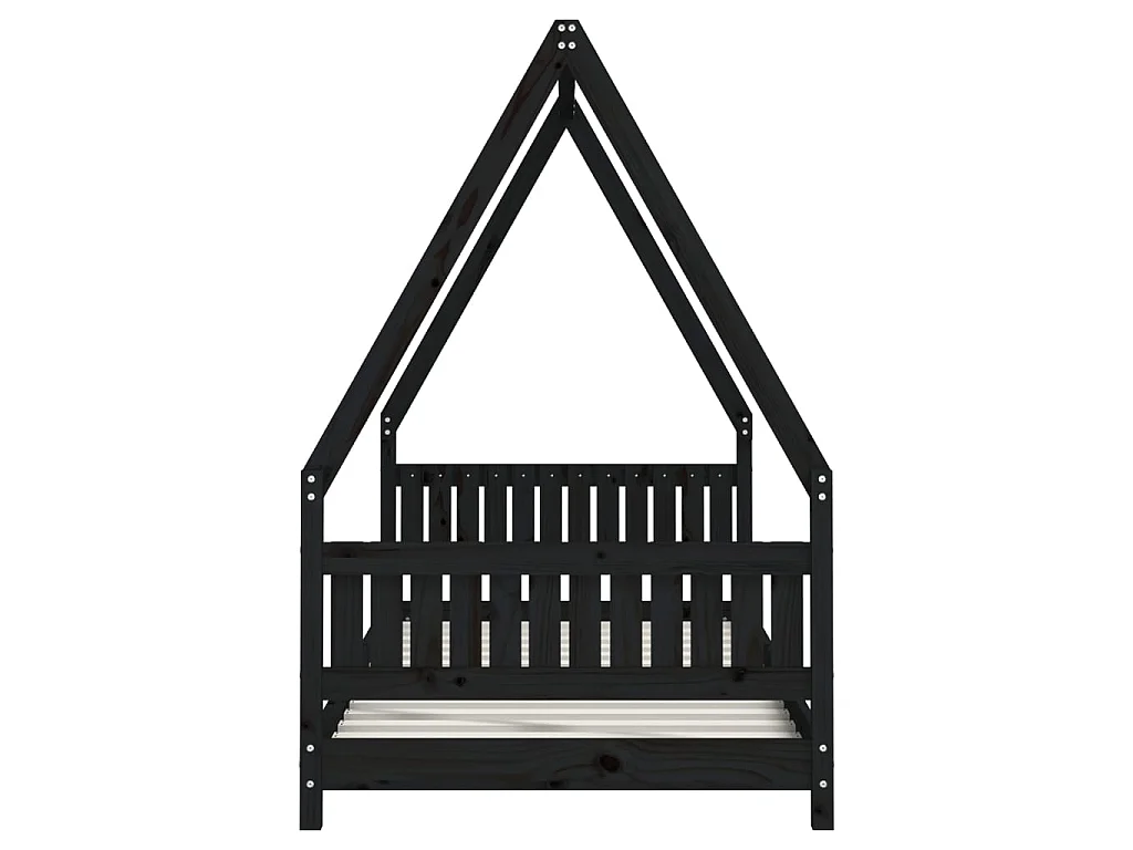 Cadre de lit pour enfants noir 90x190 cm bois de pin massif