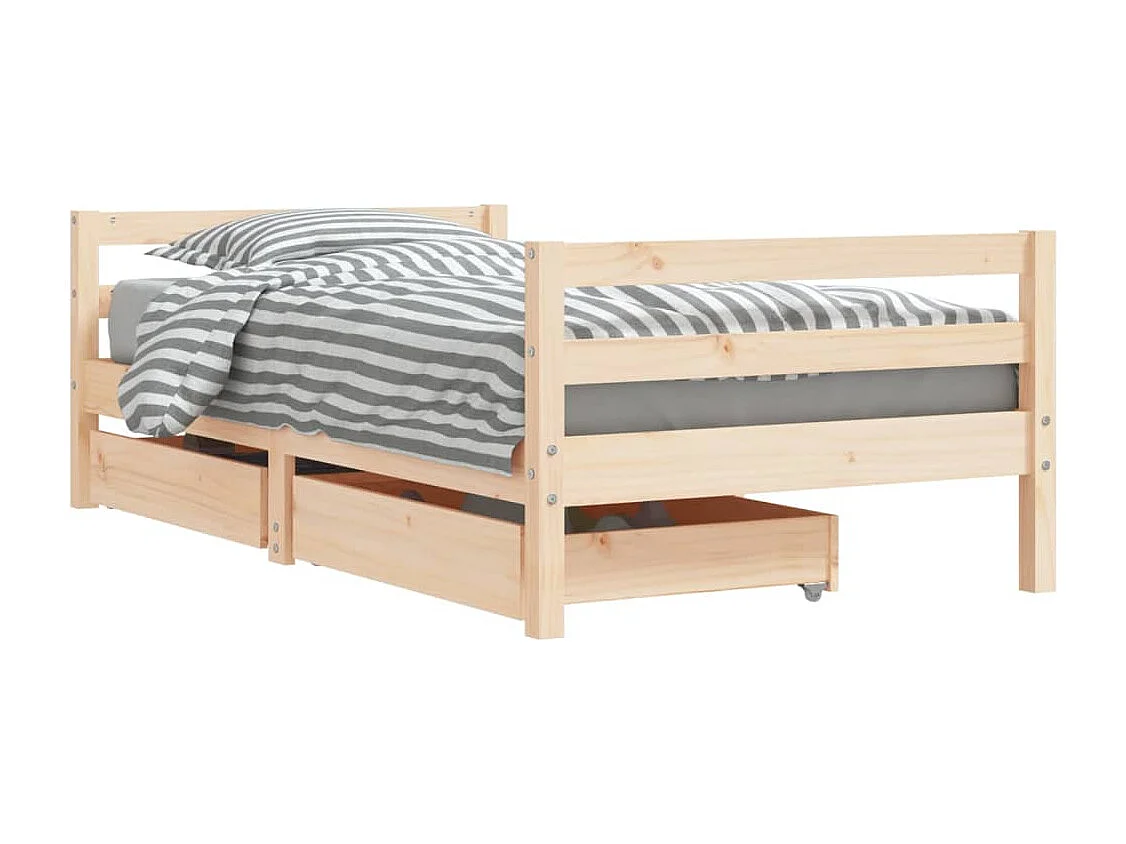Cadre de lit pour enfant et tiroirs 80x160cm bois de pin massif