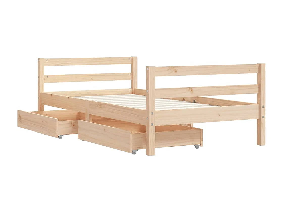 Cadre de lit pour enfant et tiroirs 80x160cm bois de pin massif