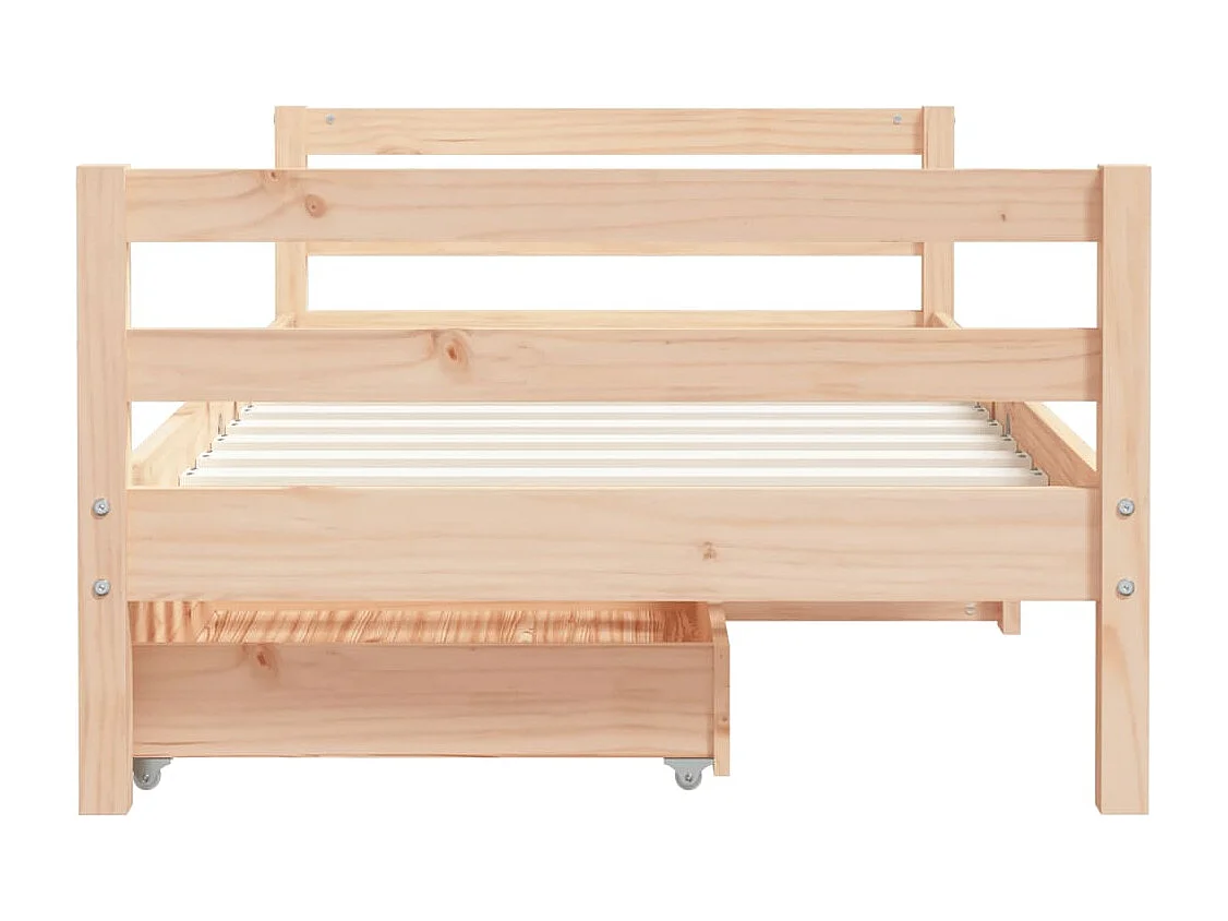 Cadre de lit pour enfant et tiroirs 80x160cm bois de pin massif