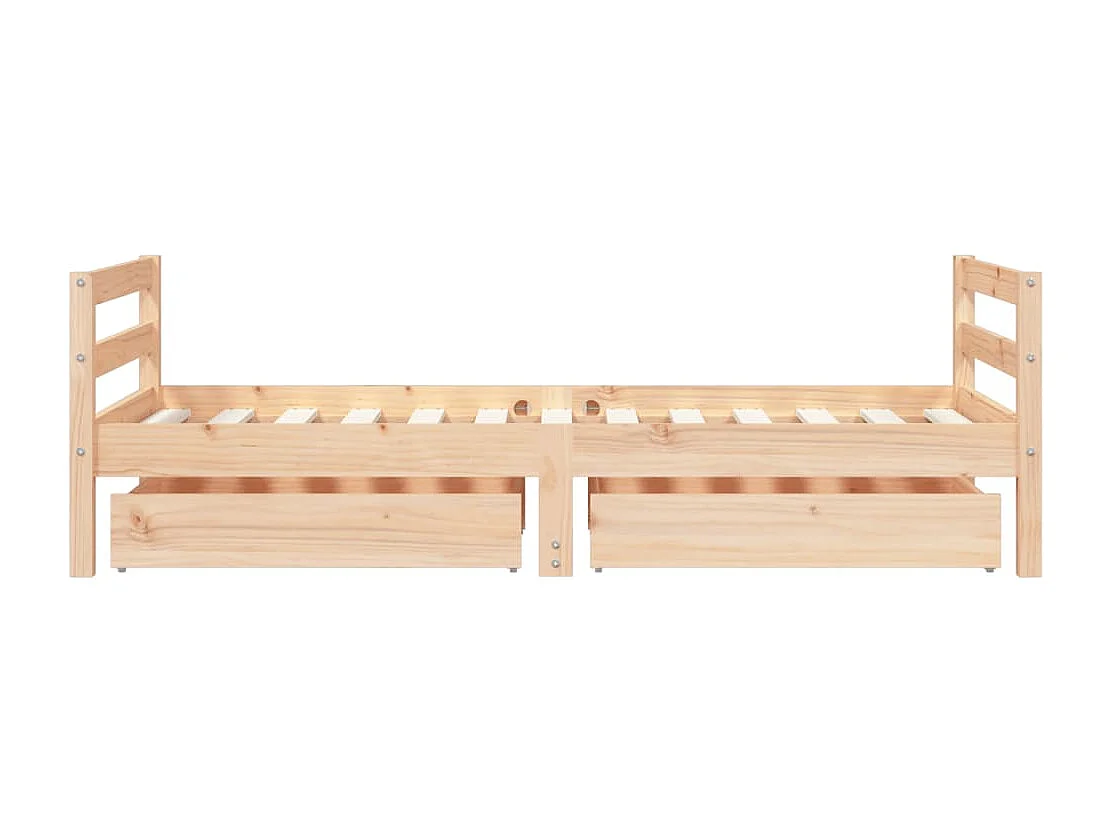 Cadre de lit pour enfant et tiroirs 80x160cm bois de pin massif