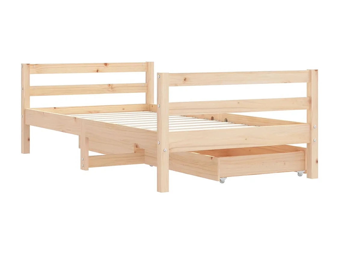 Cadre de lit pour enfant et tiroirs 80x160cm bois de pin massif