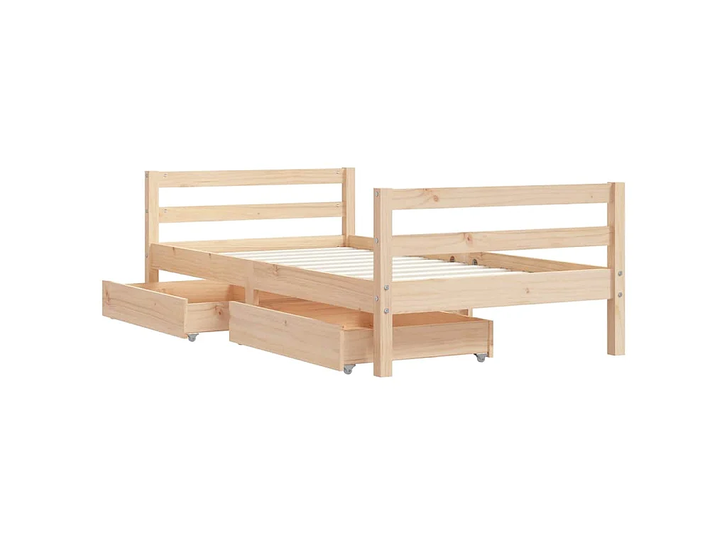 Cadre de lit pour enfant et tiroirs 80x160cm bois de pin massif