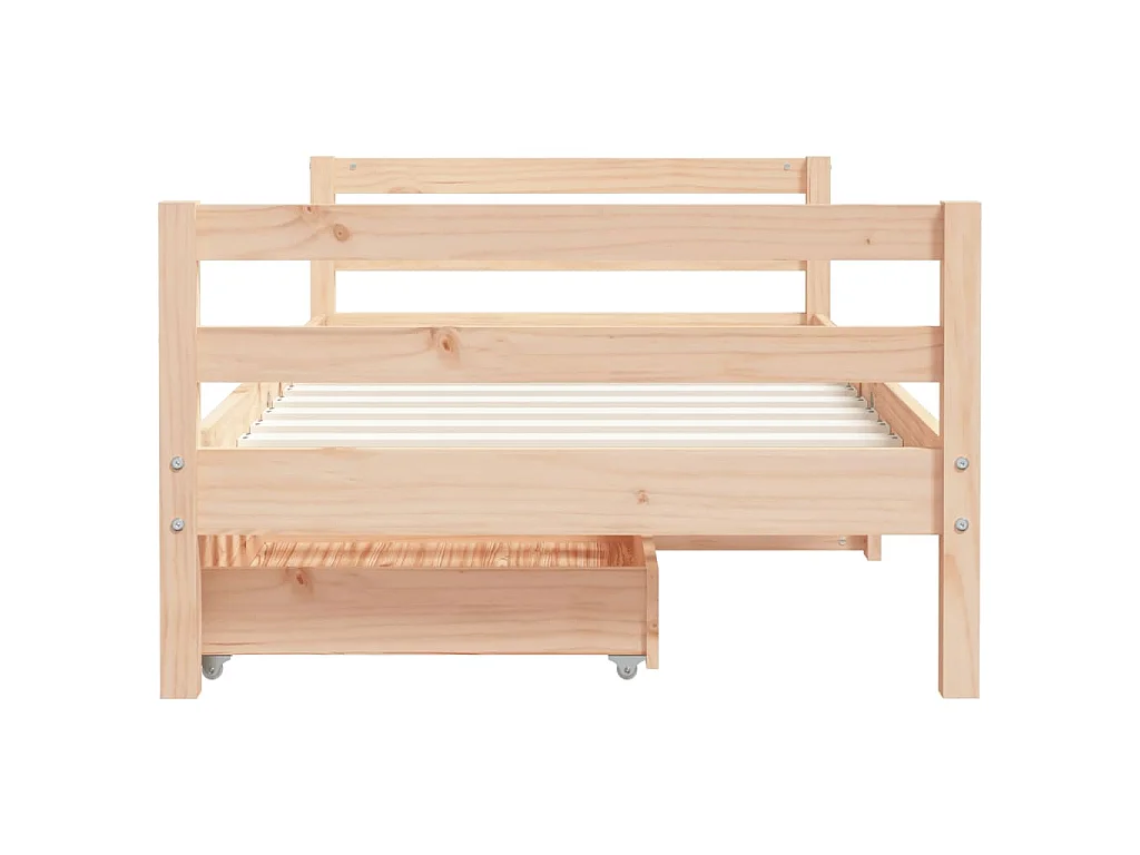 Cadre de lit pour enfant et tiroirs 80x160cm bois de pin massif