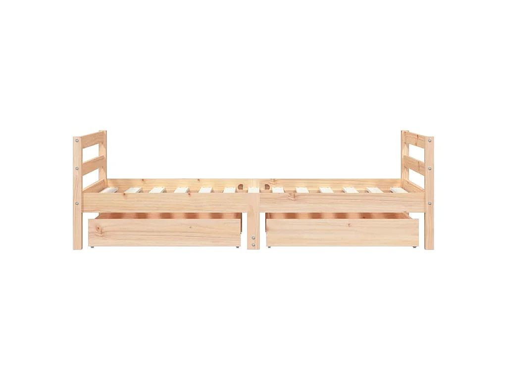 Cadre de lit pour enfant et tiroirs 80x160cm bois de pin massif