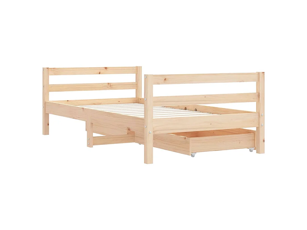 Cadre de lit pour enfant et tiroirs 80x160cm bois de pin massif