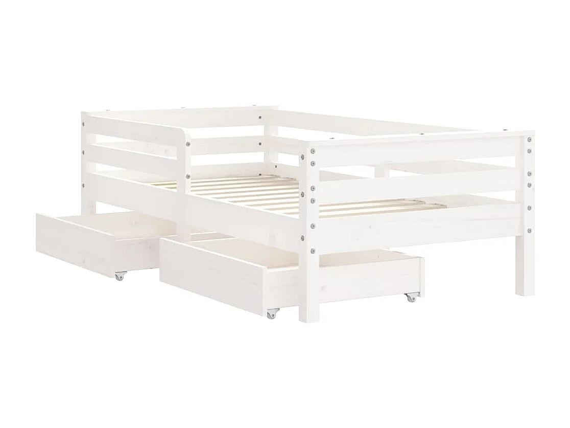 Cadre de lit enfant tiroirs blanc 70x140 cm bois de pin massif