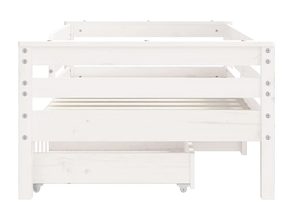 Cadre de lit enfant tiroirs blanc 70x140 cm bois de pin massif