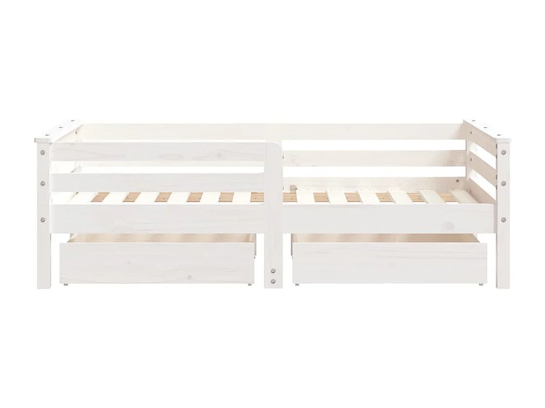 Cadre de lit enfant tiroirs blanc 70x140 cm bois de pin massif