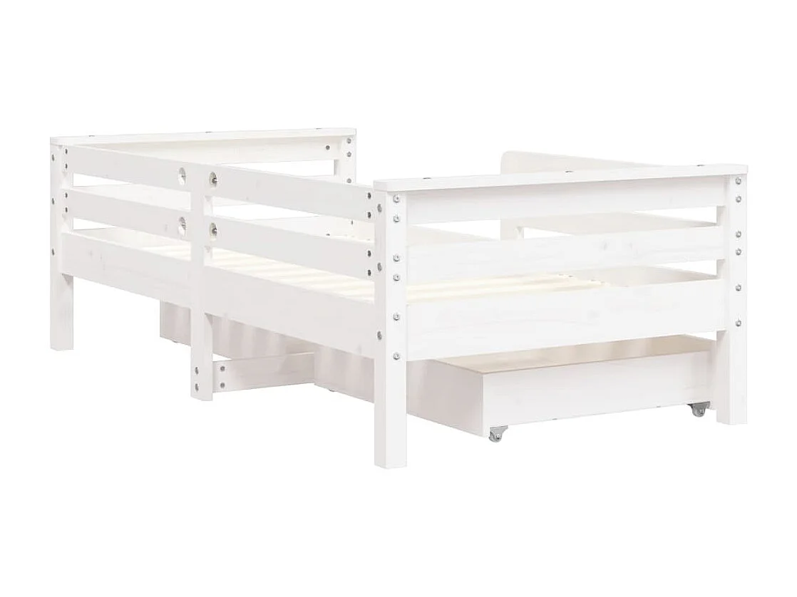 Cadre de lit enfant tiroirs blanc 70x140 cm bois de pin massif
