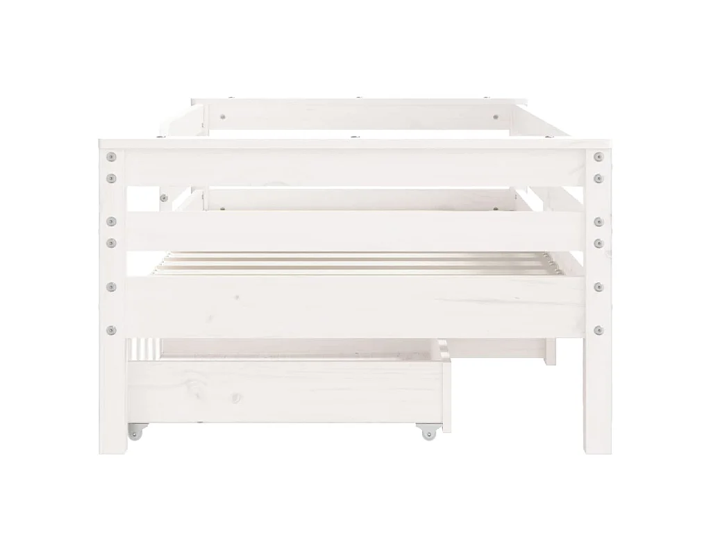 Cadre de lit enfant tiroirs blanc 70x140 cm bois de pin massif