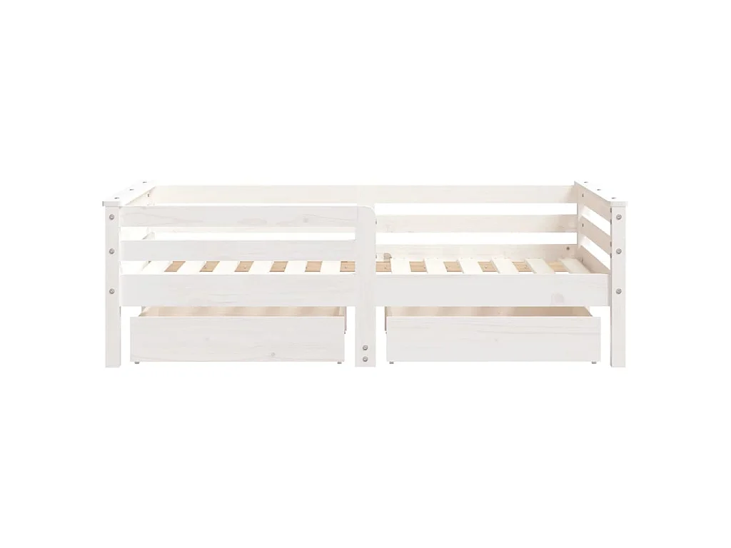 Cadre de lit enfant tiroirs blanc 70x140 cm bois de pin massif