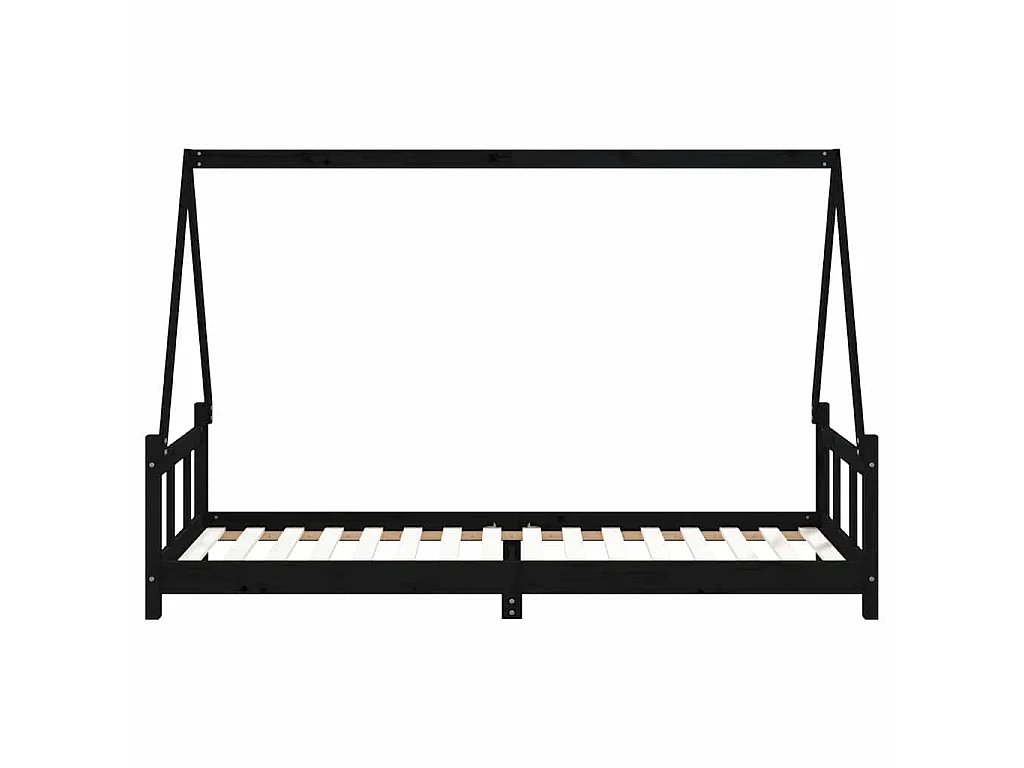 Cadre de lit pour enfants noir 90x200 cm bois de pin massif
