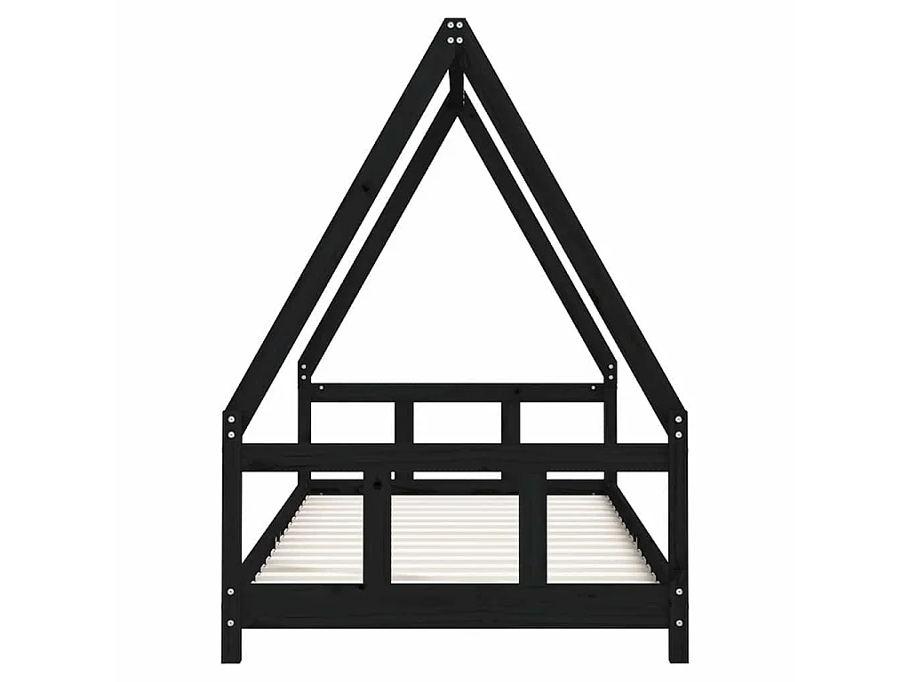Cadre de lit pour enfants noir 90x200 cm bois de pin massif