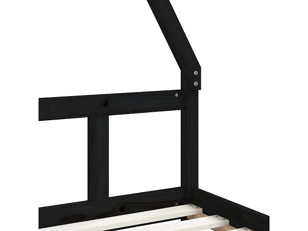 Cadre de lit pour enfants noir 90x200 cm bois de pin massif