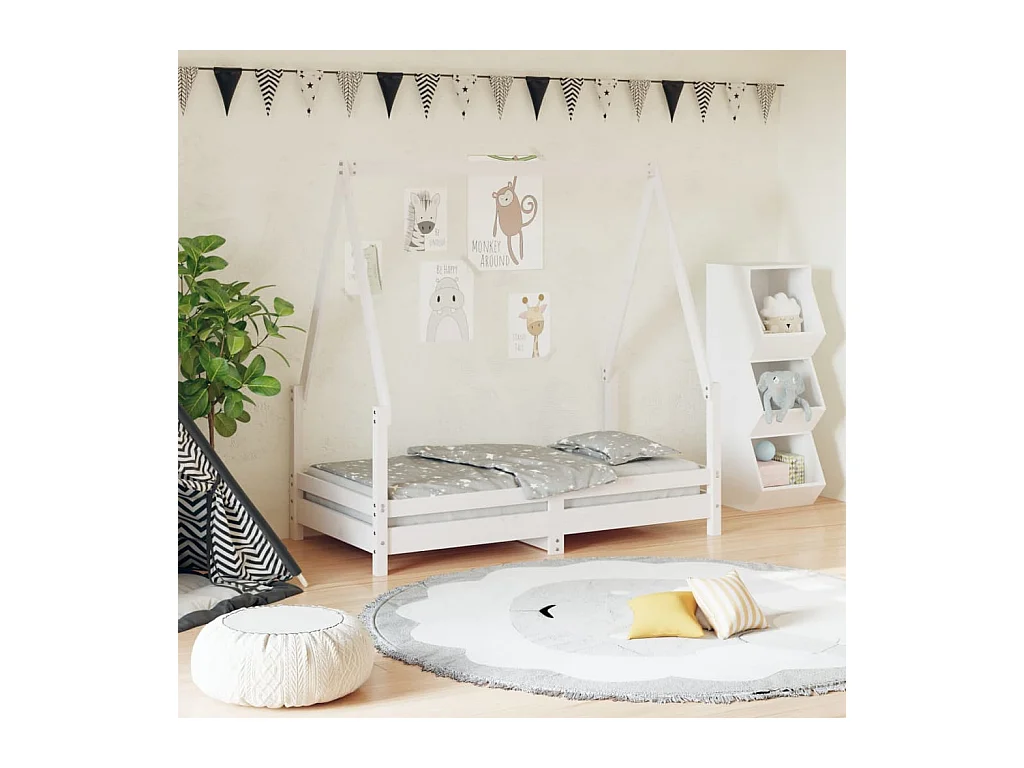 Cadre de lit pour enfant blanc 70x140 cm bois de pin massif