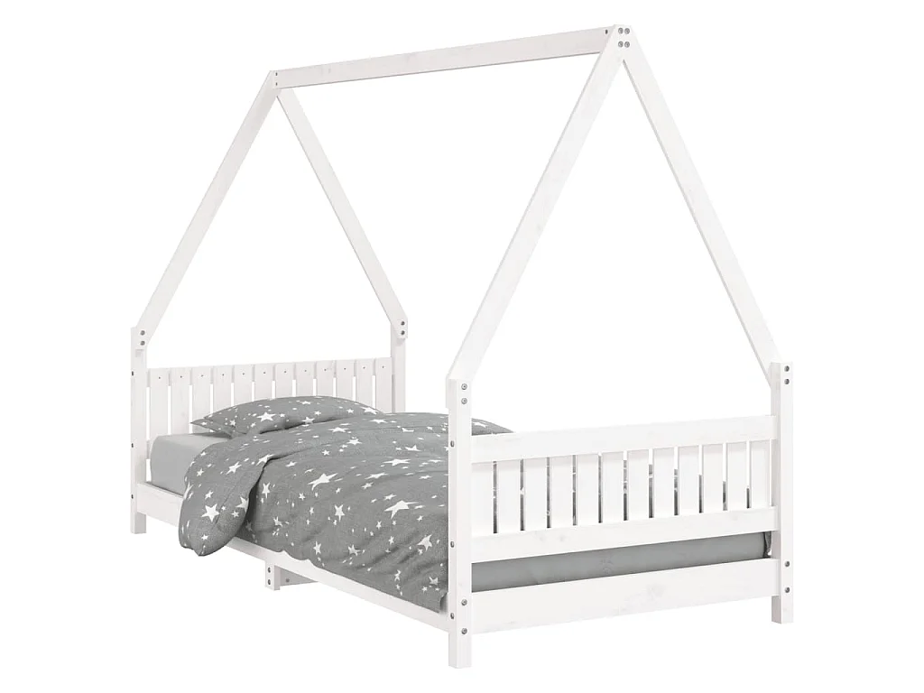 Giroletto per Bambini Bianco 90x200cm in Legno Massello di Pino