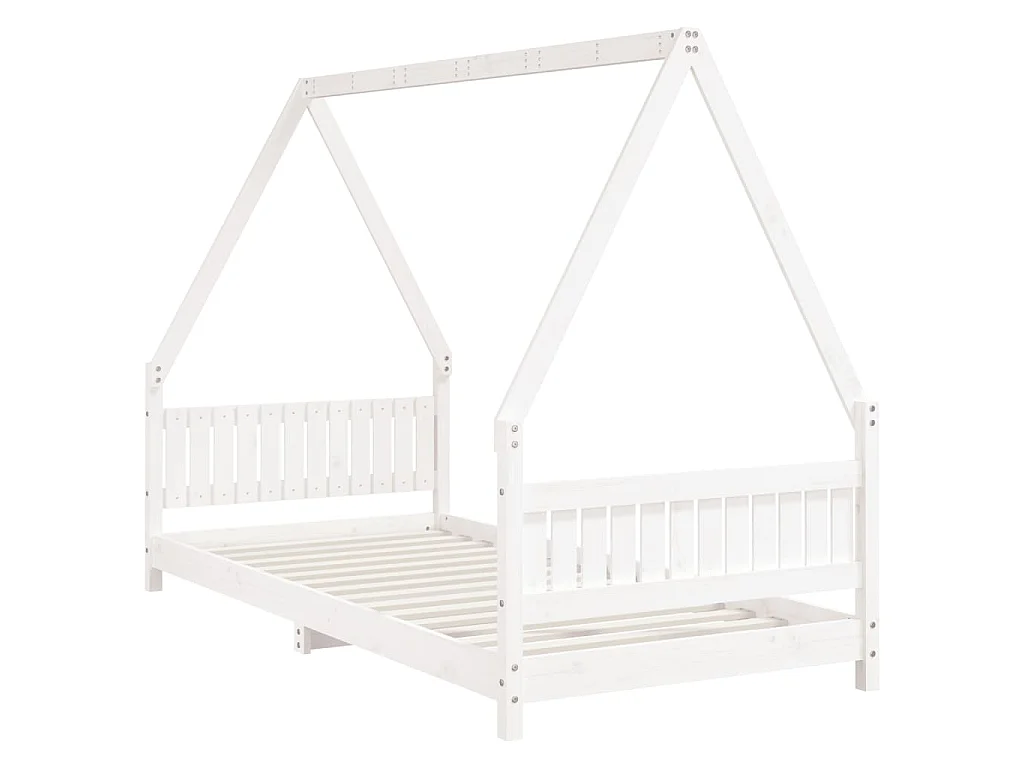 Giroletto per Bambini Bianco 90x200cm in Legno Massello di Pino