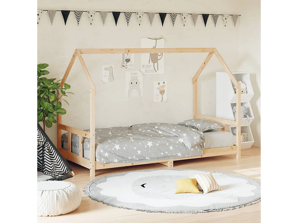 Estructura de cama infantil madera maciza de pino 90x190 cm