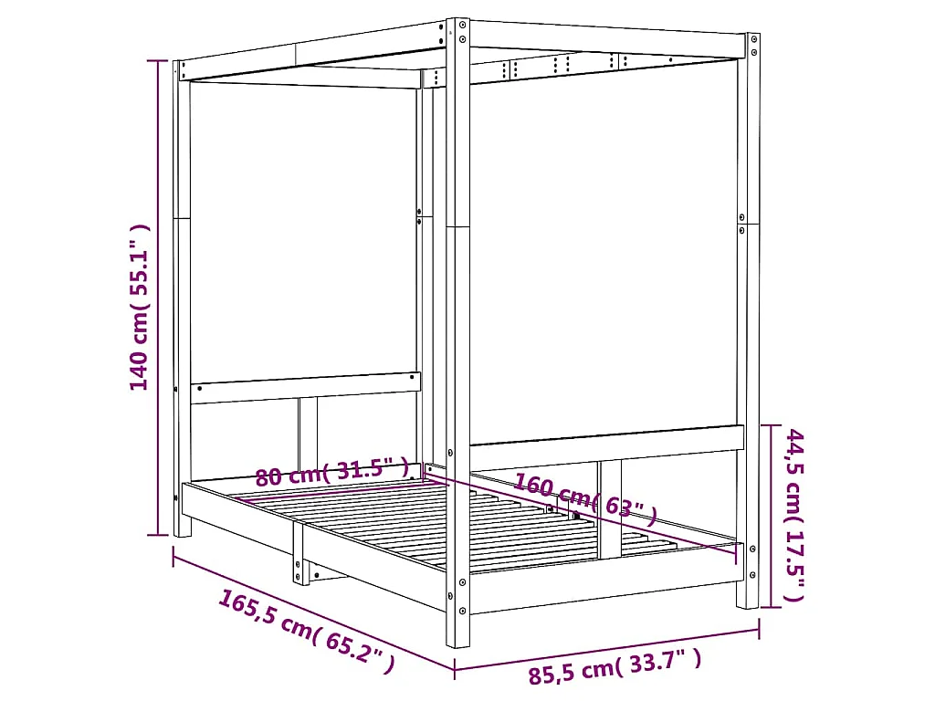 Cadre de lit pour enfant 80x160 cm bois de pin massif