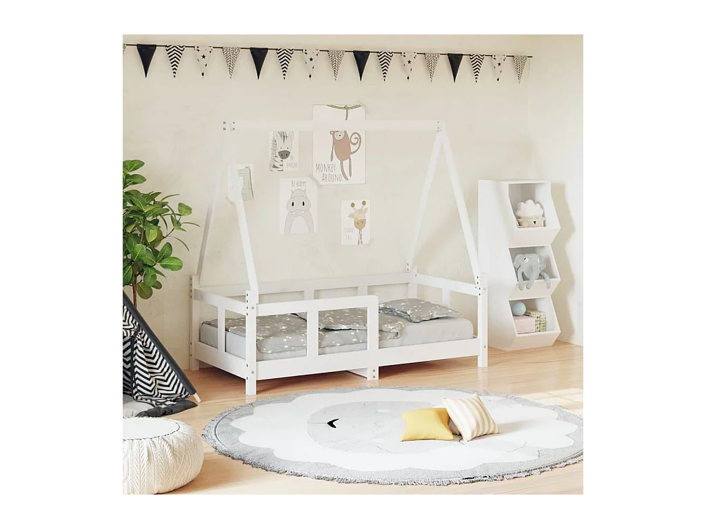 Cadre de lit pour enfant blanc 70x140 cm bois de pin massif