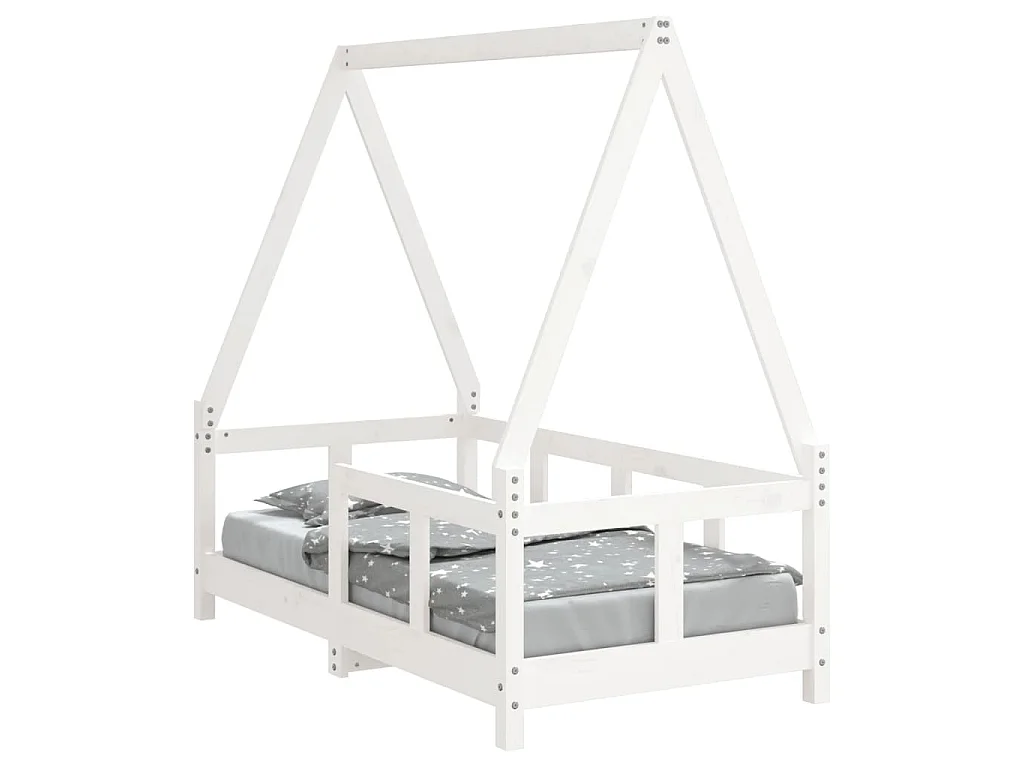 Kinderbedframe 70x140 cm massief grenenhout wit