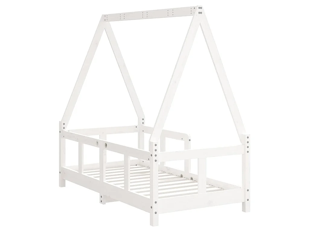 Kinderbedframe 70x140 cm massief grenenhout wit