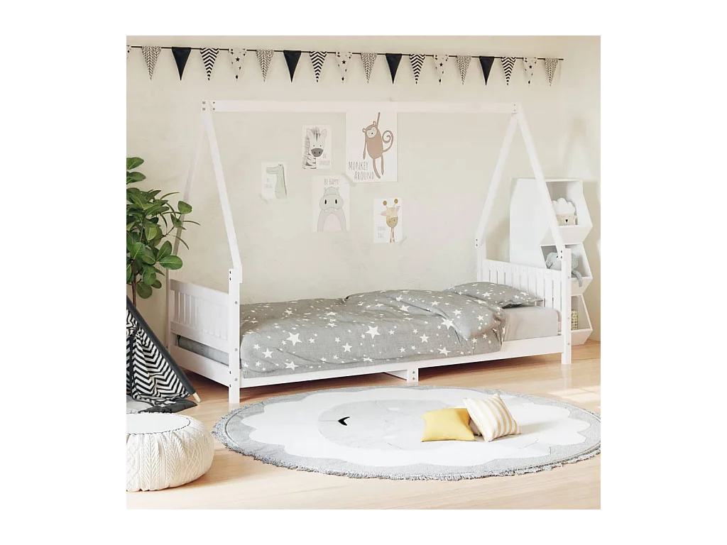 Cadre de lit pour enfants blanc 80x200 cm bois de pin massif
