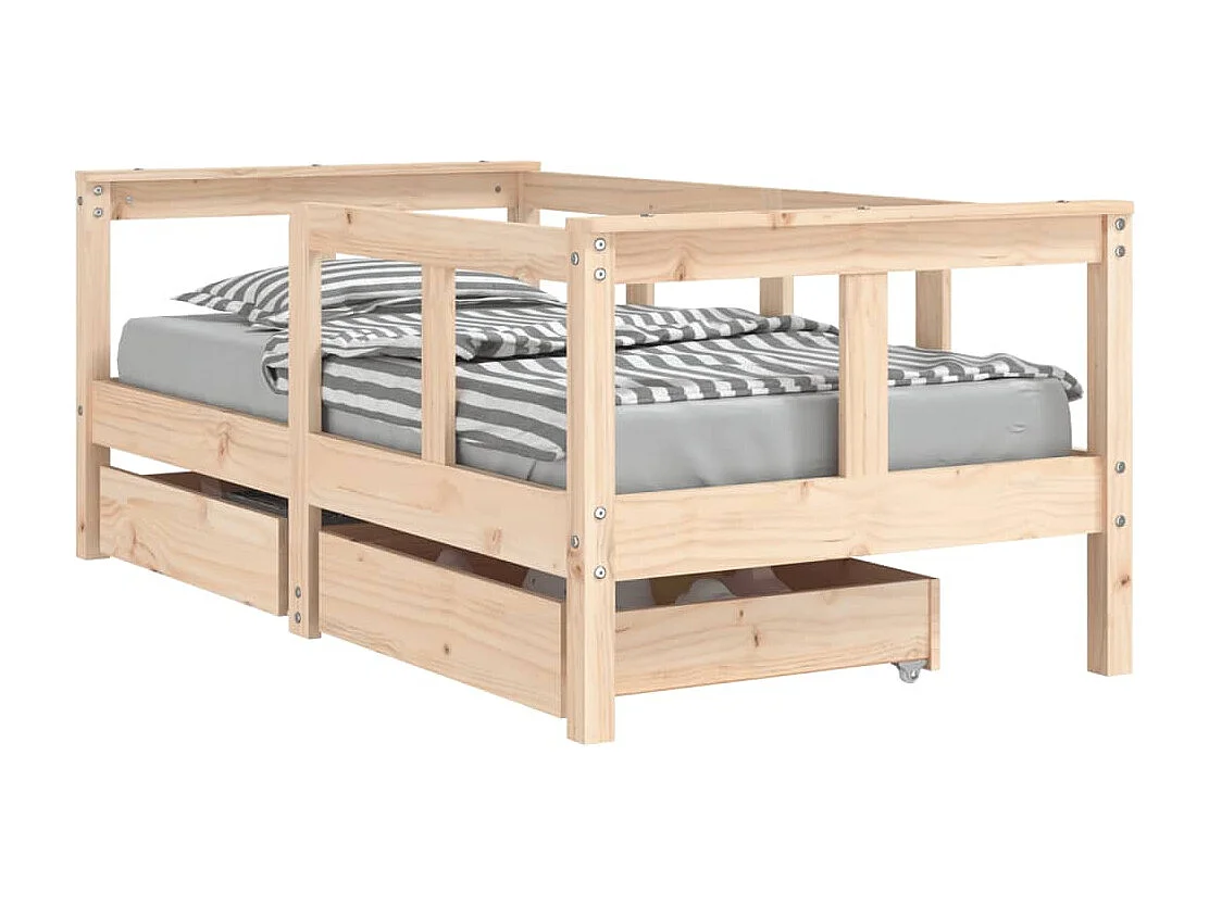 Cadre de lit enfant avec tiroirs 70x140 cm bois de pin massif