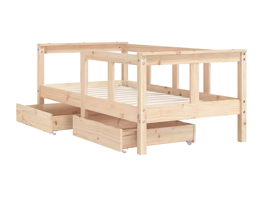 Cadre de lit enfant avec tiroirs 70x140 cm bois de pin massif