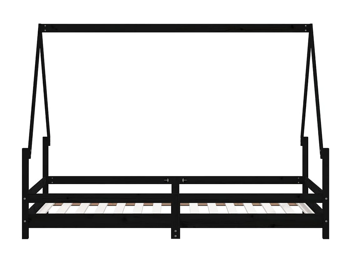Cadre de lit pour enfants noir 90x190 cm bois de pin massif