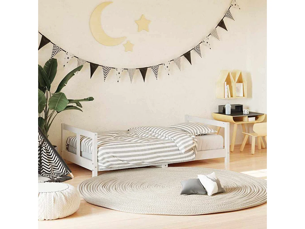 Cadre de lit pour enfant blanc 80x160 cm bois de pin massif