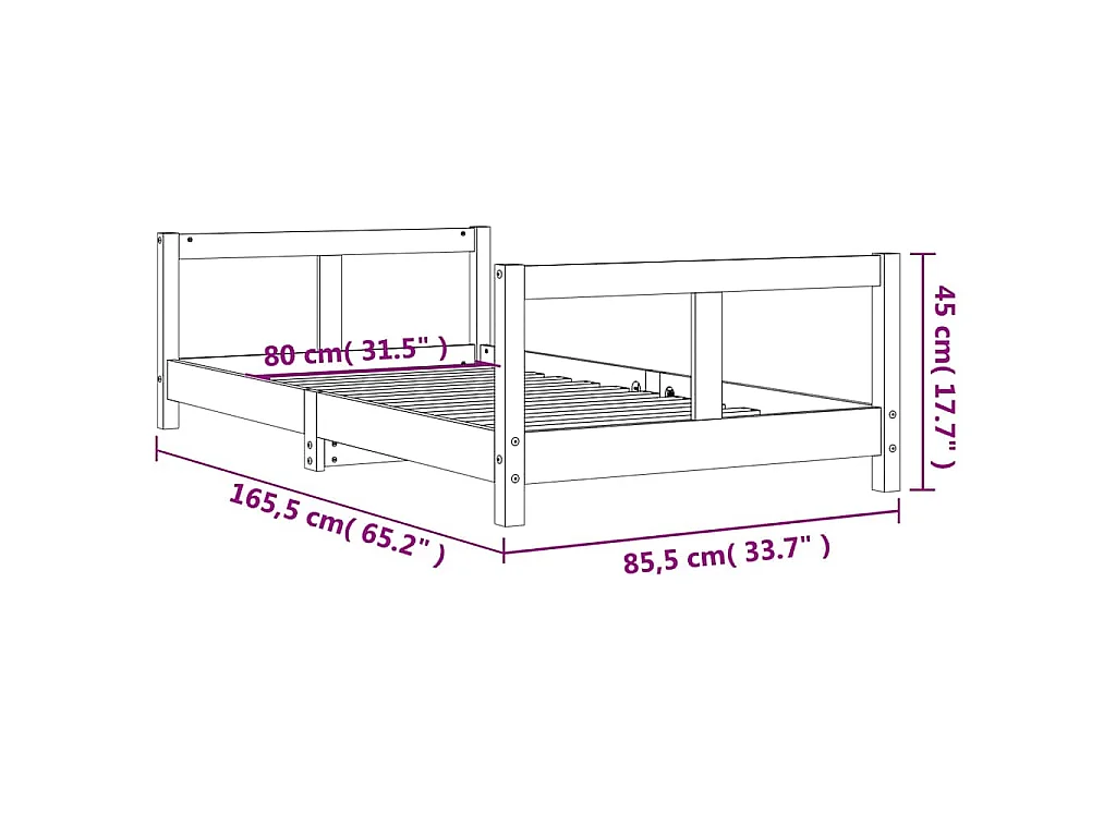 Cadre de lit pour enfant blanc 80x160 cm bois de pin massif