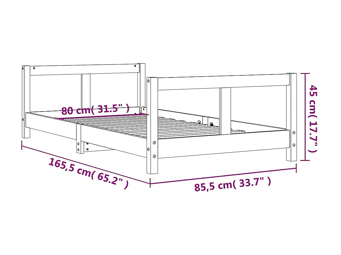 Cadre de lit pour enfant 80x160 cm bois de pin massif