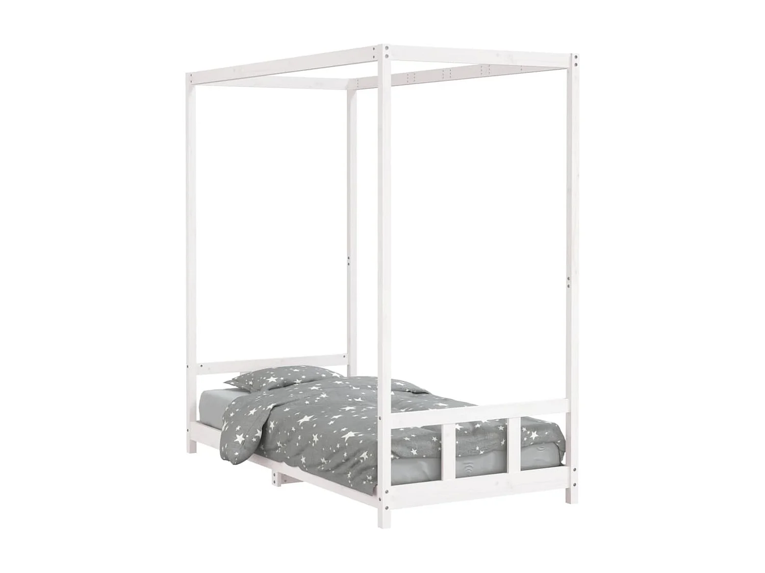 Kinderbedframe 90x190 cm massief grenenhout wit