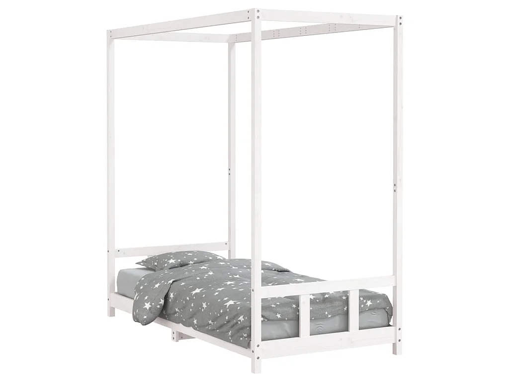 Cadre de lit pour enfants blanc 90x190 cm bois de pin massif