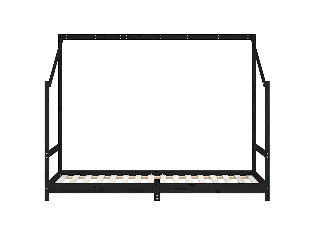 Cadre de lit pour enfants noir 90x200 cm bois de pin massif