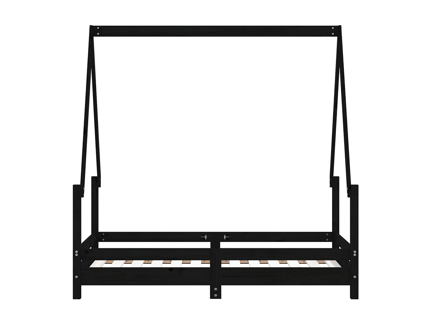 Cadre de lit pour enfant noir 70x140 cm bois de pin massif